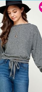 NWT Gray Backless Top with Tie Around Waste